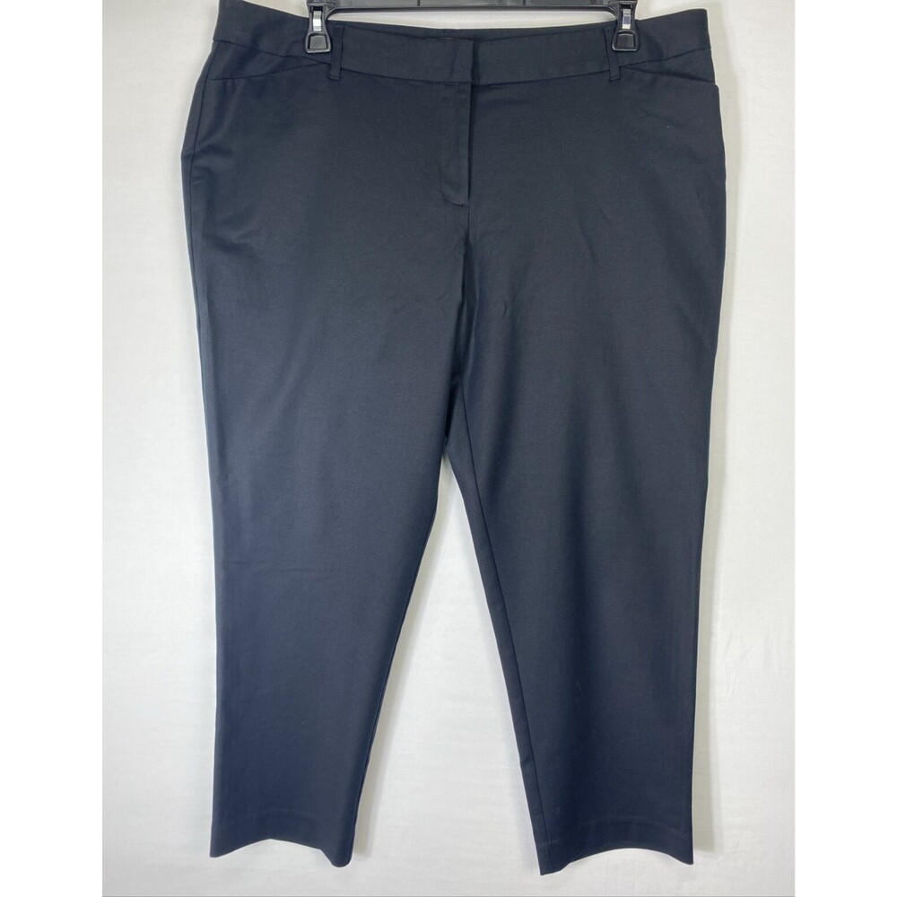 Liz Claiborne Career Pants Emma Classic Women Size 18 Wider Leg Black Flat Front